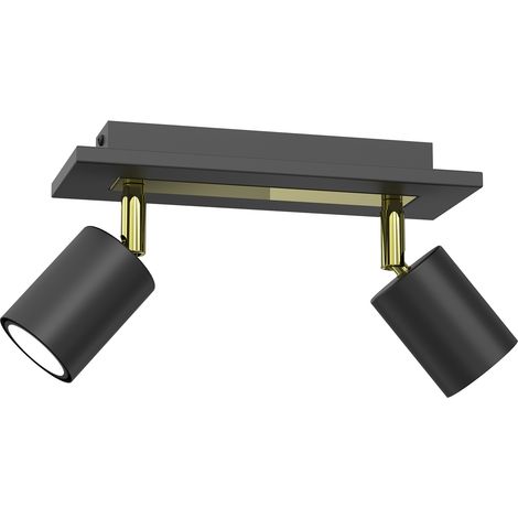 Rampe noir/or 2 spots orientables GU10 8W Ordea Luminex