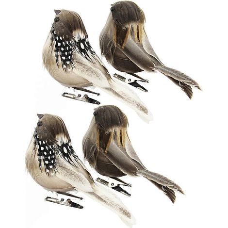 Lot de 4 oiseaux artificiels à plumes, ornements d'oiseaux réalistes, accessoires de décoration pour la maison, le jardin et les fêtes (couleurs aléatoires)-103.55.5CM (1/3)