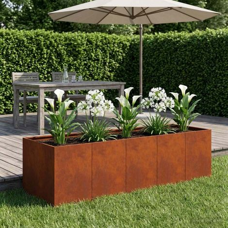 Cache-pot de jardin Rouillé 200 x 80 x 60 cm Acier patiné (1/5)