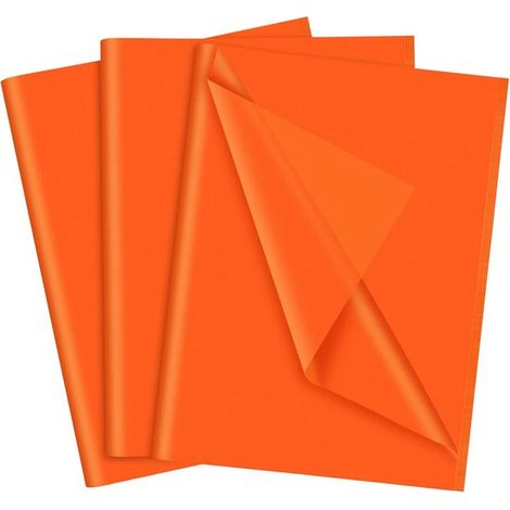 Carta velina arancione per sacchetti regalo, 50 fogli, carta da regalo arancione, confezione multipla 35 x 50 cm, carta da regalo arancione brillante per confezioni regalo, imbottitura, arti e mestier (1/5)