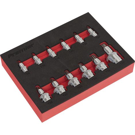 Sealey Premier Stubby TRX-Star Socket Bit Set 1/4"", 3/8"" & 1/2""Sq Drive 12pc AK6245 (1/2)