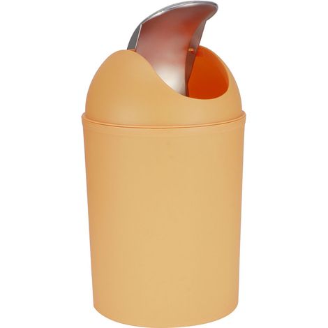 Mini-Mülleimer mit Klappdeckel für Wohnzimmer, Schlafzimmer, Schreibtisch oder Nachttisch, aus Kunststoff, orange (1/5)