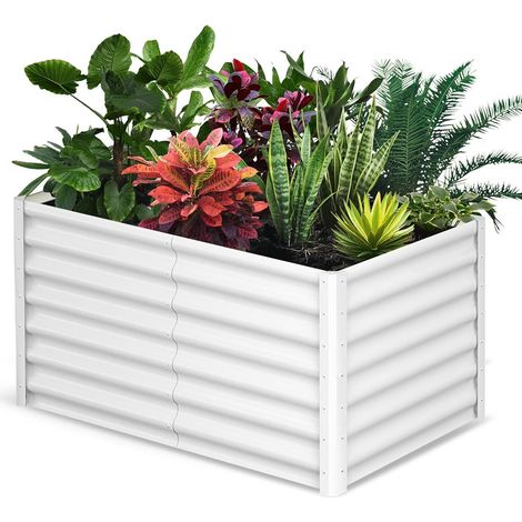 Jardinière surélevée pour l'extérieur, revêtement antirouille avec bordure de sécurité, parterres de jardin surélevés pour légumes, fleurs, herbes,182x91x60cm (vert) (1/5)