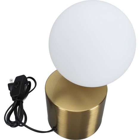 Lampe à poser design abat-jour boule en verre avec socle métallique pour ampoule G9 chambre chevet (1/5)