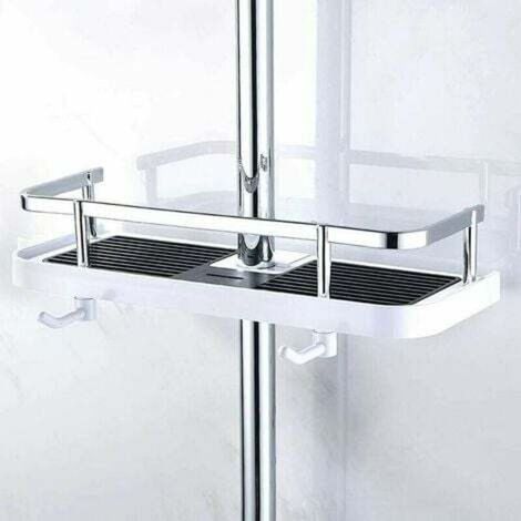 Étagère de douche murale réglable, panier de rangement pour salle de bain et cuisine, se fixe sur la tuyauterie, installation murale pratique et facile, 30 x 12 x 6 cm (1/4)