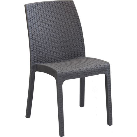 Sedia impilabile da esterno bar ristorante in polyrattan effetto wicker Richmond -  DarkGray