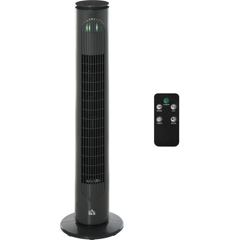 Ventilateur colonne 45W télécommande 3 modes 3 vitesses oscillant silencieux gris foncé Ø 22 x 77 cm