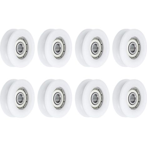 Lot de 8 U608ZZ Poulie en Nylon avec Roulement à Billes à Gorge en U 8x30x10 mm U Roue à Rouleaux Rainurée (GCr15) Roulements en Acier Chromé, ABEC3