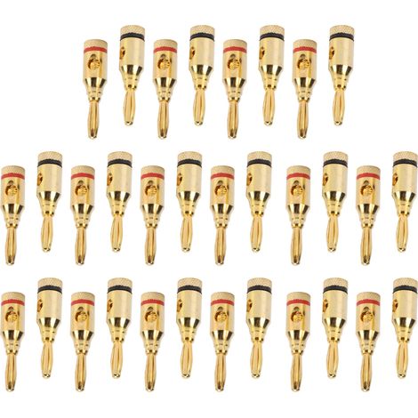 32 fiches bananes pour haut-parleurs, en aluminium plaqué or, à vis ouverte, universelles pour câbles de calibre 12 à 18 AWG (1/5)