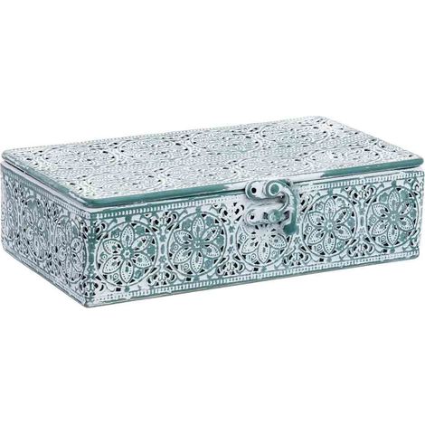Caja de metal verde 20.5x12.5x6h cm