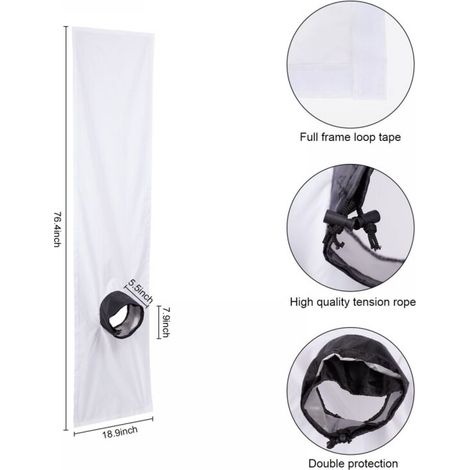 Joint de porte pour climatiseurs mobiles avec rallonge de tuyau cousue pour une performance de refroidissement optimale, une consommation d'énergie réduite, avec fermeture Éclair, 100x210cm (1/4)
