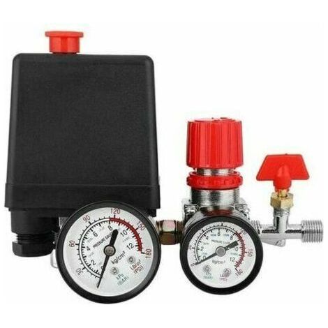 BUNTHAUS Compresseur d'air pressostat valve pressostat compresseur d'air avec manomètre régulateur (1/5)