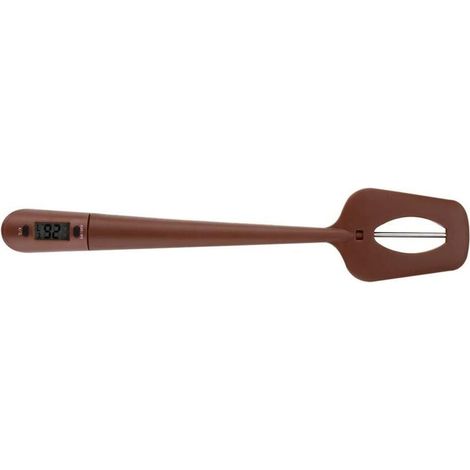 Tragbares Küchenthermometer, Kuchenspatel, All-in-One-Temperaturanzeiger, Nylon- und Silikonrührer für Schokolade, Sahne, Soßen und Sirup (Kaffeefarbe) (1/4)