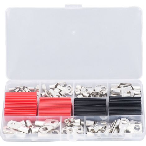 140 cosses à œillet nues en cuivre rouge pour câble de soudage de batterie, avec gaine thermorétractable.