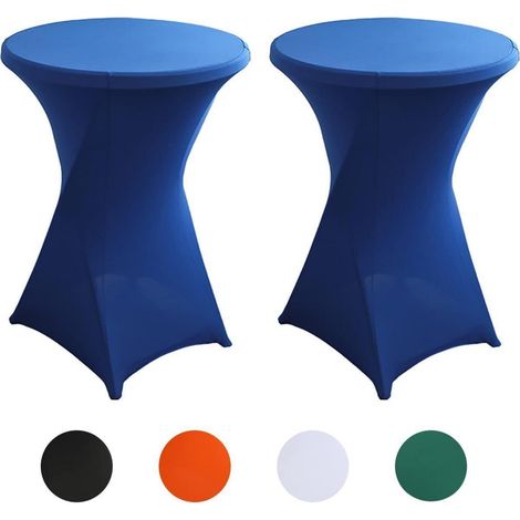 2er-Set Stehtisch Hussen Ø 80x110 cm, Stretch, Blau, Waschbar