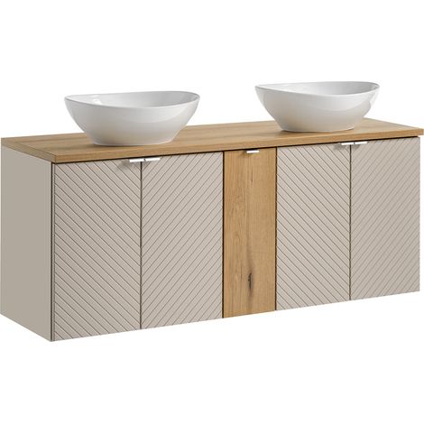 Mobile bagno doppio lavabo Manoa cashmere - marrone 140cm