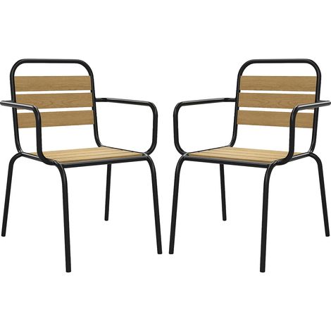 Lot de 2 fauteuils de jardin empilables en polywood et métal - Noir - LYLIOS de MYLIA (1/5)