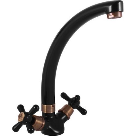 Mélangeur évier haut MORAVA pivotant en laiton noir mat H 22,9 cm (1/4)