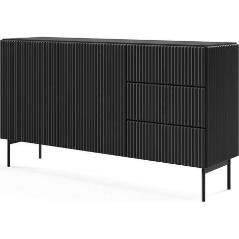 Cassettiera, nera, 147 x 81,2 x 39,8 cm (1/5)