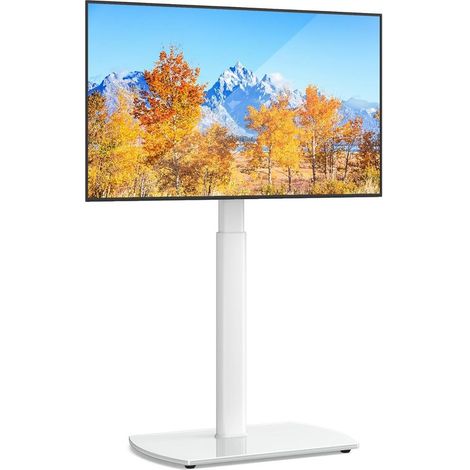 Support TV sur Pied avec Piédestal en Verre Trempé Pied TV Pivotant pour Téléviseur de 32-65 Pouce Ecran LED LCD Plasma Hauteur Réglable Support de TV Jusqu’ à 35kg Max. VESA 400x400mm (1/5)