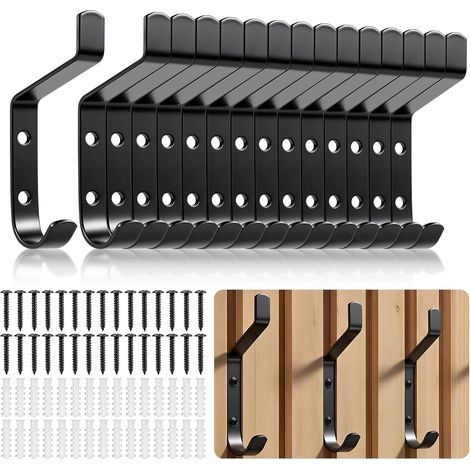 15 Pièces Porte Manteau pour Panneau Acoustique Mural, 13 mm Wide Double Patere Crochet pour Panneau Mural Bois, Support 10kg, pour Chambre, Salon, Salle de Bain, Patères Murales (1/5)