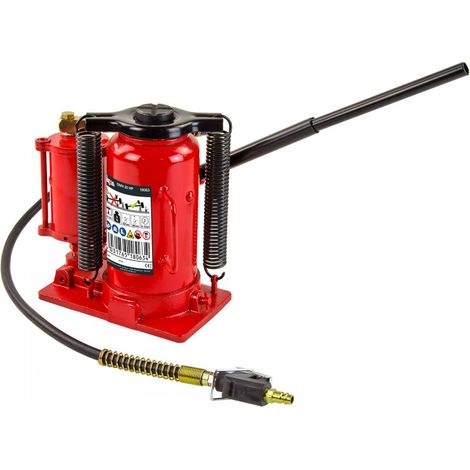 Dema – Cric hydraulique et pneumatique 20T – Capacité de levage 520 mm – Entraînement pneumatique et manuel – Pour charges lourdes jusqu'à 20 tonnes