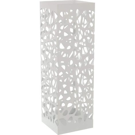 Porte-Parapluie carré ajouré en métal Blanc 15,5 x 15,5 x 49 cm (1/3)