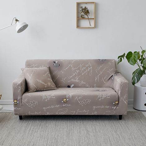 Housse de canapé confortable à motif lettres, protection amovible, décoration intérieure (pour canapé 2 places) (1/5)