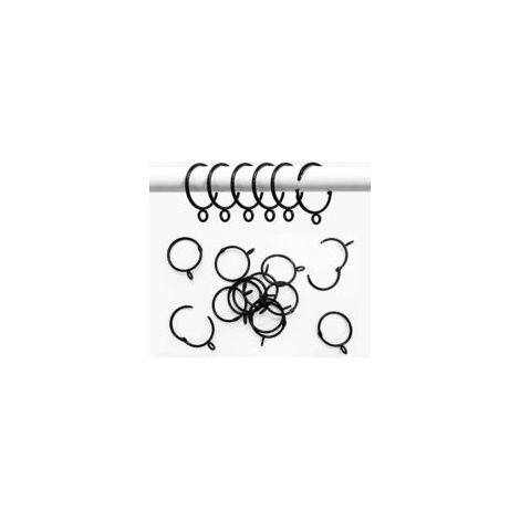 16 Anneaux de Douche en Métal, Anneau Circulaire Ouvrable de 38mm pour Tringles à Rideaux, Antirouille Cercle Metal Anneaux avec Oeillet pour Rideaux, Salle de Bain (Noir) (1/5)