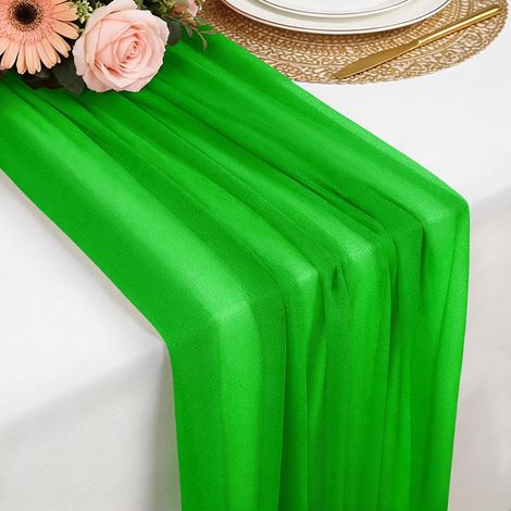 Chemin de table mousseline vert citron, 77x300 cm, doux et confortable pour mariage bohème, fête, baptême, baby shower ou déco cuisi (1/5)