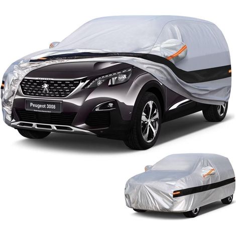 Autoabdeckung SUV 10 Schichten 100% Wasserdicht für Peugeot 3008 (2009-2025) Silber (1/5)