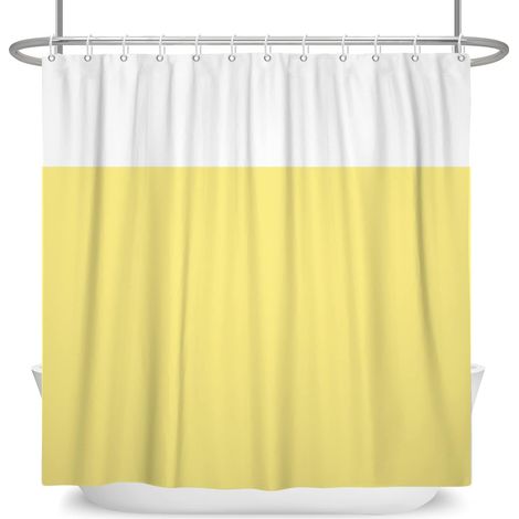 120x180cm Jaune Blanc Bicolore Rideau de Douche Minimaliste Thème Rideau de Bain Classique Traditionnel Couleur Unie Rideau de Baignoire pour Salle de Bain avec Crochets (1/5)