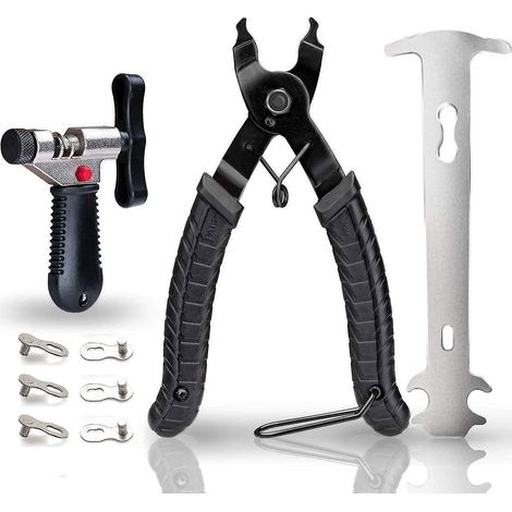 Outils pour chaîne de vélo avec crochet, pince à maillons, dérive-chaîne et vérificateur de chaîne. (1/4)