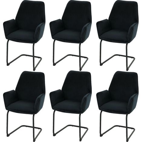 Juego de 6 sillas basculantes HHG-410, silla de comedor silla de cocina, tela/textil Oeko-Tex MVG, azul antracita (1/5)