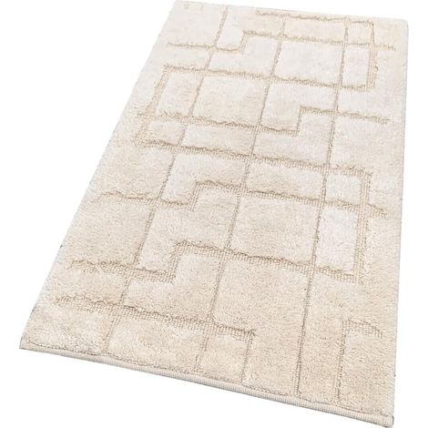 Tappeto Bagno Puro Cotone Morbido 3D Camera Sendiletto Elegante Lavabile 100% Made In Italy Panna - 55x90 cm