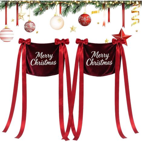 Nœuds De Noël pour Chaise 2 Pièces Velours Élastique Décoration Universelle Ceintures De Chaise Mariage Pour Fêtes Carnaval Réunions Extérieur Intérieur Cour Patio Pelouse (1/5)