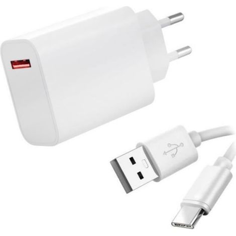 Chargeur Secteur USB 33 W - Câble USB Type C 1 M - Pour Smartphone Android - Blanc (1/4)
