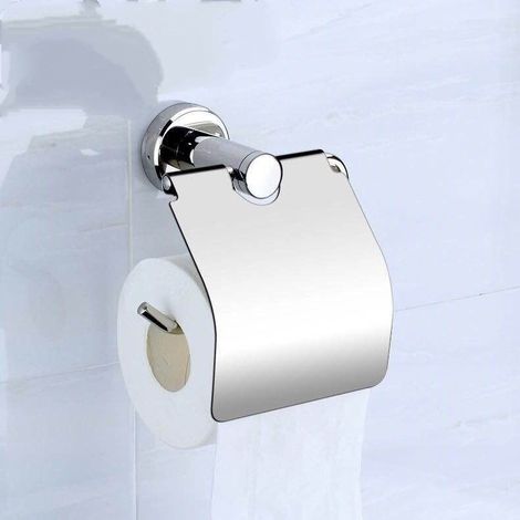 Porte Papier Toilette Porte Rouleau Papier Toilette Montage Mural INOX Porte Papier Toilette avec Couverture Chrome Fini Couleur Argent (1/2)