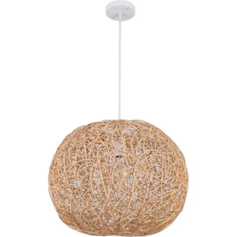 Plafonnier suspendu en rotin tressé F Fityle, lustre tissé pour chambre, salle à manger et boutique d'antiquités, lampe à pendre décorative, éclairage de plafond naturel, design artisanal. (1/5)