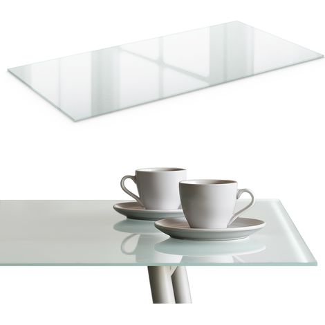 Plateau en verre - givré de table - en verre trempé moderne - résistant aux rayures - avec bords polis - pour table de chevet - 100x50 cm