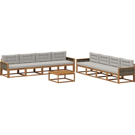 Outdoor Sofa Set with Cushion 9 pcs Natural and Light grey vidaXL (1/5)