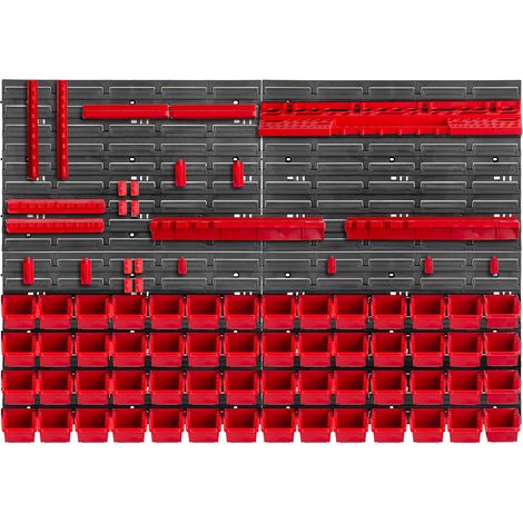 KADAX Werkstattwandregal, Wandplatten, 116 x 78 cm, Rot, 81 tlg. (1/5)
