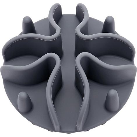 Thijox - Ciotola per cani con sistema di alimentazione lenta, inserto in silicone grigio per cani, gatti e cuccioli con potenti ventose, taglia media, resistente e facile da pulire. (1/5)