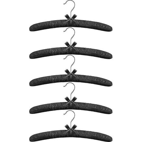 Lot de cintres rembourrés en satin pour femmes, cintres noirs en mousse fine, adaptés aux manteaux et chemises. (1/4)