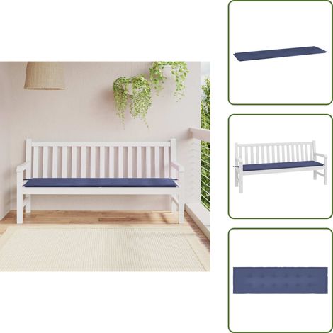 The Living Store Coussin de banc de jardin bleu marine 180x50x3 cm tissu oxford - Coussin De Banc - Coussin D'extérieur - Coussin Jardin - Coussin Confortable - Housse De Chaise