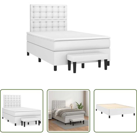 Kunstlederbett - Boxspringbett mit Matratze Weiß 120x190 cm Kunstleder (1/5)