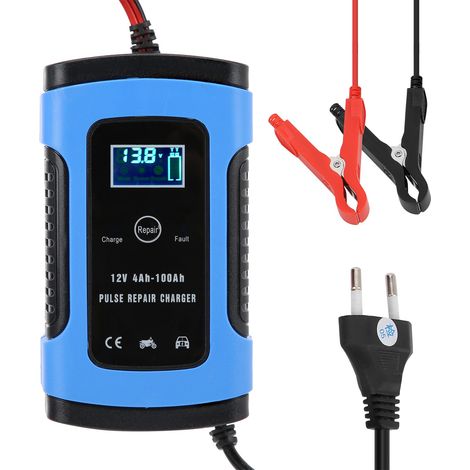 Chargeur batterie moto 12V/6A écran numérique intelligent réparation 100-240V prise UE (1/5)