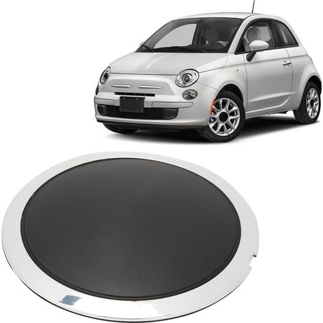 Chrom-Radkappen, erhältlich in verschiedenen Farben, 68078419AC, passend für FIAT 500 2012-2022, weiße Felge mit roter Beschriftung. (1/5)