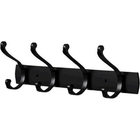 Kleiderhaken für Badezimmer und Umkleidekabine, Wandmontage, Garderobenständer für Schlafzimmer, geeignet für Hüte, Handtücher, Jacken, Schlüssel und Bademäntel-black 4 hooks (1/5)
