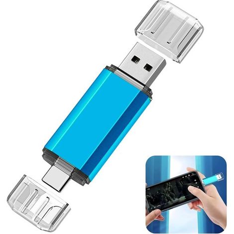 USB-Stick，2-in-1 USB-C，128 GB tragbarer USB-Stick，doppelt verwendbar für Mobiltelefone und Computer，zum Speichern von Fotos (1/5)